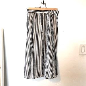 Striped button up midi skirt